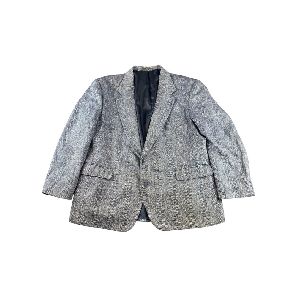 Haggar Imperial Gentlemans Fit Blazer Blue Herringbone Sport Coat Mens 48R